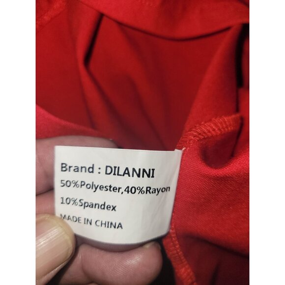 Red Sleeveless One-Shoulder Knee-Length Dress With Lace Detail & Side Ruching Fo - Picture 10 of 11